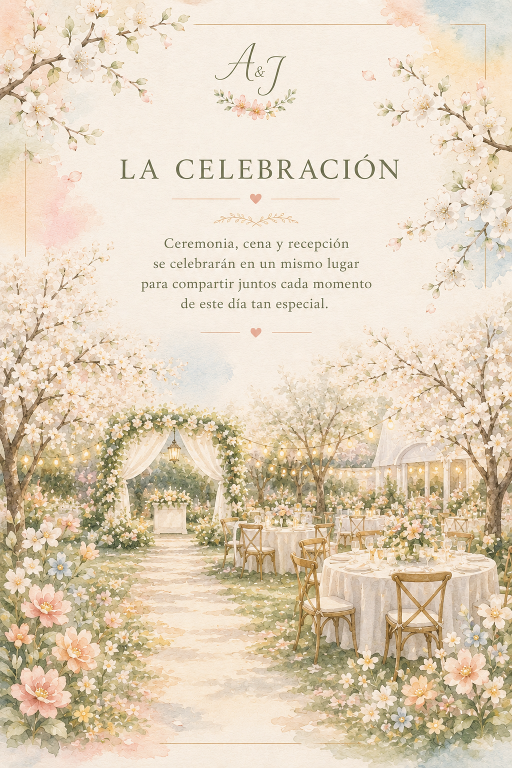Información sobre la ceremonia, cena y recepción