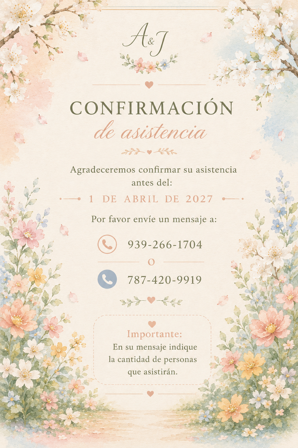 Información para confirmar asistencia